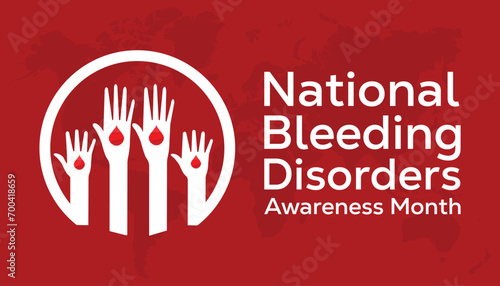 National Bleeding Disorders awareness month is observed every year in March. Holiday, poster, card and background vector illustration design.