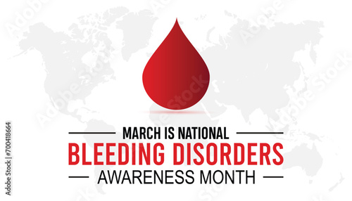 National Bleeding Disorders awareness month is observed every year in March. Holiday, poster, card and background vector illustration design.