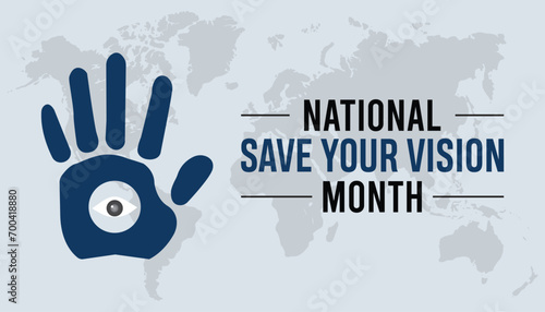 National Save your vision month is observed every year in March. Holiday, poster, card and background vector illustration design.