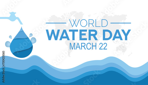 World Water day is observed every year in March. Holiday, poster, card and background vector illustration design.