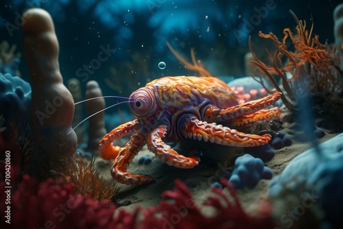 Cartoon sea creatures illustration. Generative AI