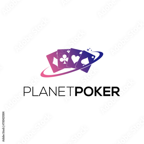 Planet Poker modern logo, illustration gambling, gaming sign.