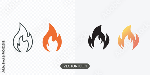Fire flame icon set.flame of various shapes,Red hot fire.Fire flame symbol.Fire flame icon isolated on white background. Vector illustration