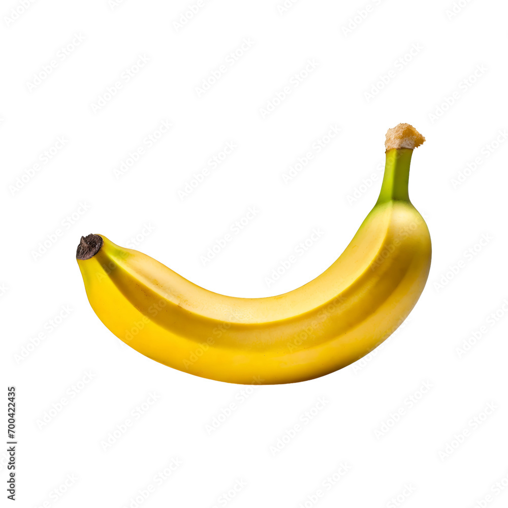 A banana, with yellow and smooth , no shadow, with blank white isolated background