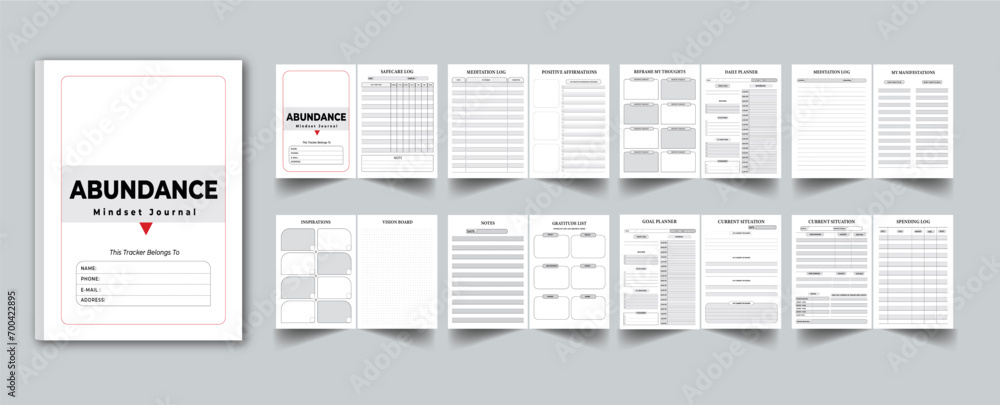 Abundance Mindset Journal with cover page layout design template Abundance Mindset Journal with cover page layout design template