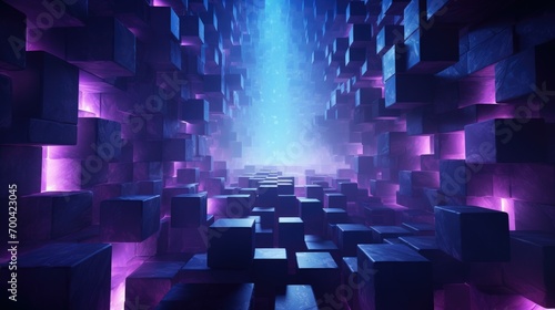 Digital domain ambiance encased in cube with cyberpunk touch photo