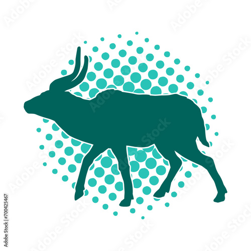 Silhouette of an wild antelope animal running.