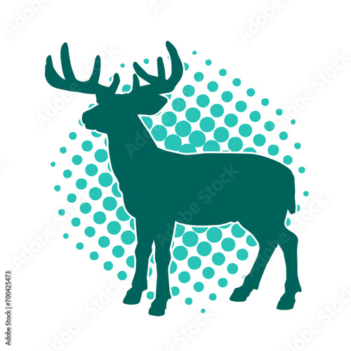 Silhouette of a deer wild forest animal with antlers.