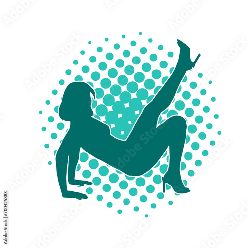 Silhouette of a sexy female doing seductive dance,