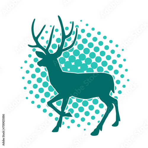 Silhouette of a wild deer forest animal with beautiful antlers. 