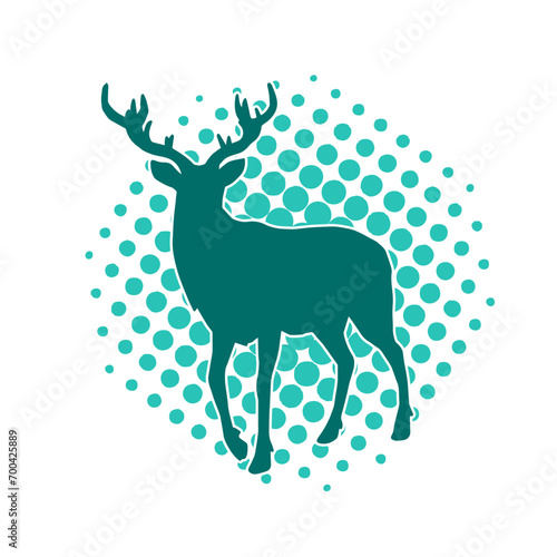 Silhouette of a wild deer forest animal with beautiful antlers. 