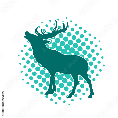 Silhouette of a wild deer forest animal with beautiful antlers. 
