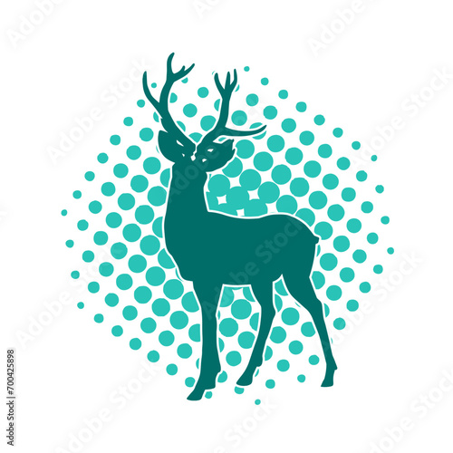 Silhouette of a wild deer forest animal with beautiful antlers.  photo
