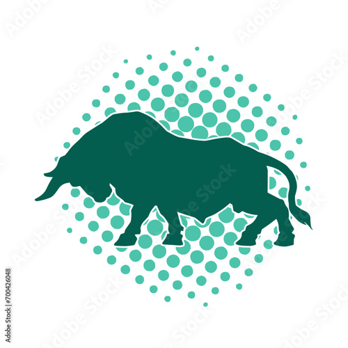 Silhouette of a wild buffalo animal. Silhouette of a wild bison animal.
