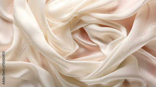 A close-up photo captures the soft folds of white fabric, flowing like silk in the wind.
