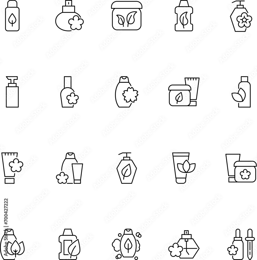 Natural Cosmetic Vector Line Icon Set Natural Cosmetic Vector Line Icon Set