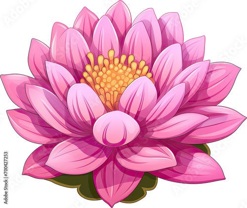 Lotus pink flower with cartoon style  transparent background  Generative AI