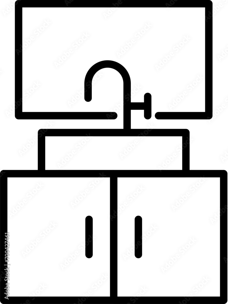 Bathroom Vector Symbol for Adverts. Suitable for books, stores, shops. Editable stroke in minimalistic outline style. Symbol for design