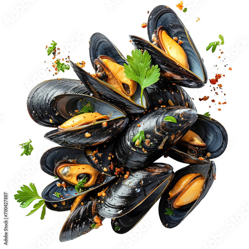 mussels in black shell
