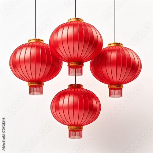 chinese new year red background with well decorated chinese lant