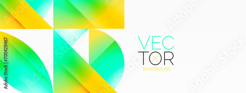 Serene gradient template. Circles and triangles mingle in minimalist perfection. Gentle fusion of forms and hues creates balanced yet captivating backdrop, embodying modern sophistication