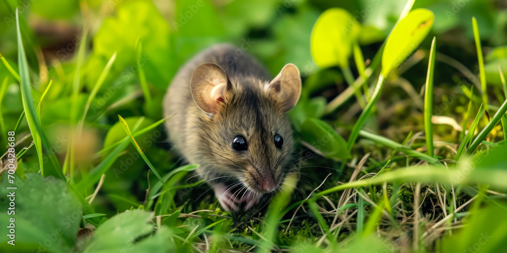 Gray Mouse In The Grass In The Middle Of A Clearing For Wallpaper Created Using Artificial Intelligence Gray Mouse In The Grass In The Middle Of A Clearing For Wallpaper Created Using Artificial Intelligence