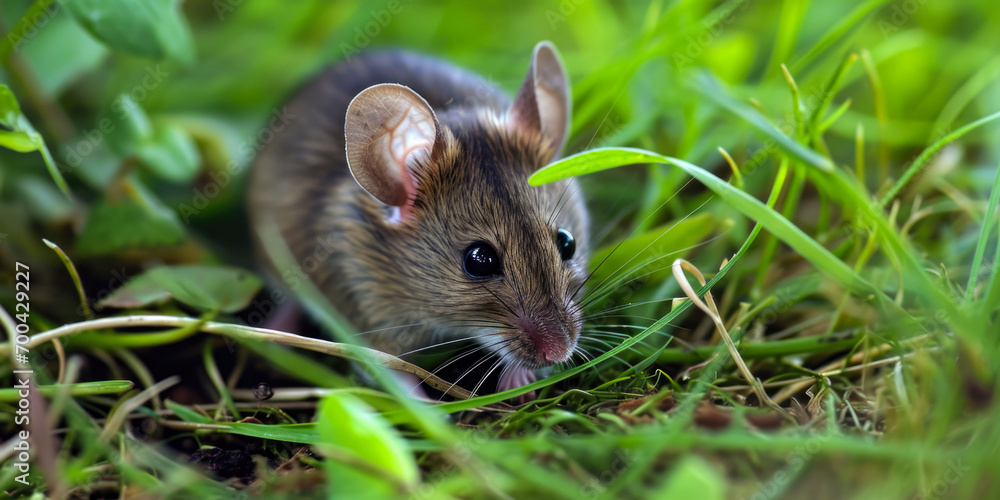Gray Mouse In The Grass In The Middle Of A Clearing For Wallpaper Created Using Artificial Intelligence Gray Mouse In The Grass In The Middle Of A Clearing For Wallpaper Created Using Artificial Intelligence