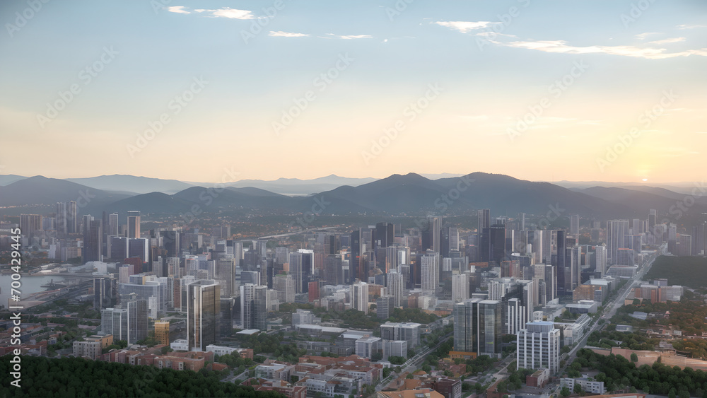 Fototapeta premium Modern metropolis, city skyline, urban architecture