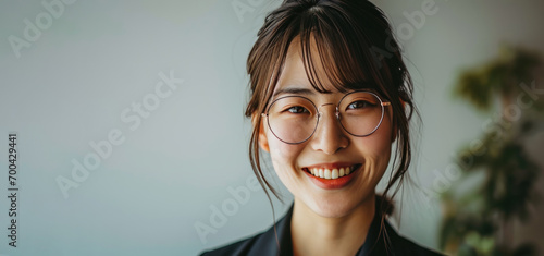 japan woman worker smile with copy space photo