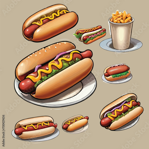 vector of some delicious hotdog. editable 