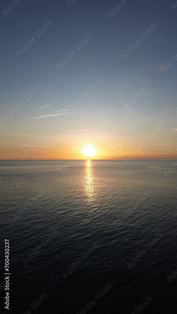 Aerial View of Sunset on the Ocean