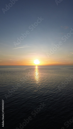 Aerial View of Sunset on the Ocean