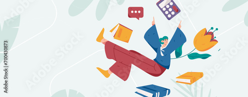 Education and learning people flat vector concept hand drawn illustration
