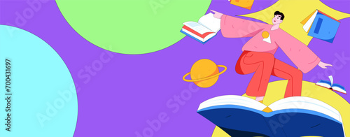 Education and learning people flat vector concept hand drawn illustration

