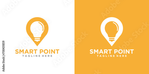light bulb design logo and location pin. smart location design