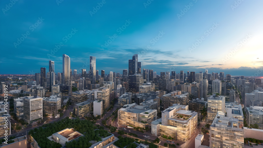 Fototapeta premium Modern metropolis, city skyline, urban architecture