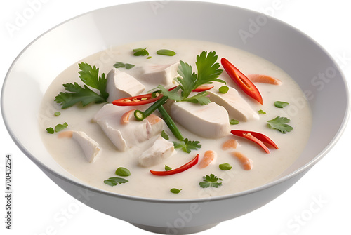 Image of a delicious-looking Tom Kha Gai, one of the most popular Thai dishes. 