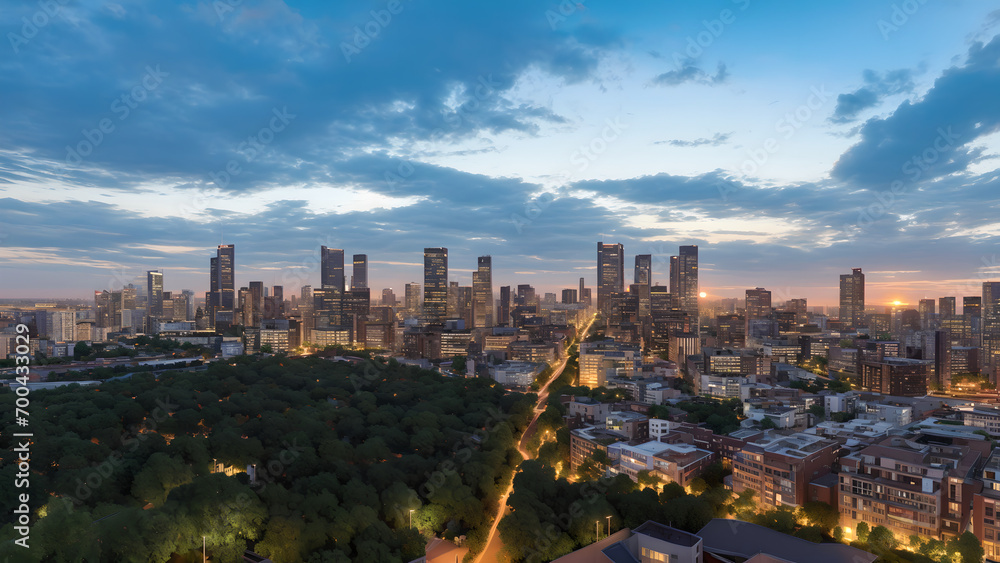 Fototapeta premium Modern metropolis, city skyline, urban architecture