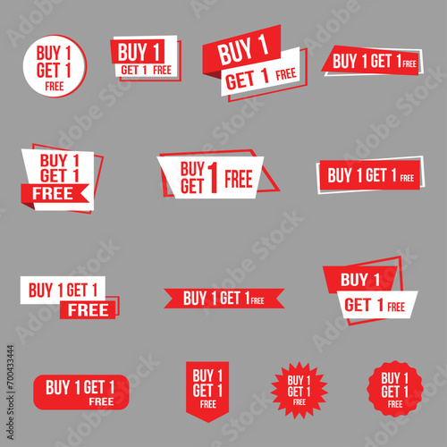 Set of buy one get one free tags labels, buy 1 get 1 free banners