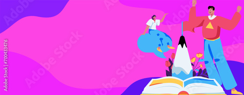 Education and learning people flat vector concept hand drawn illustration
