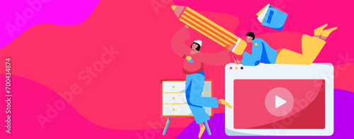 Education and learning people flat vector concept hand drawn illustration
