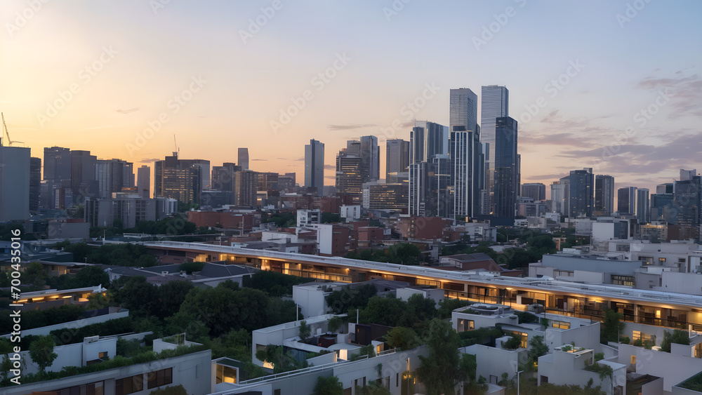 Fototapeta premium Modern metropolis, city skyline, urban architecture