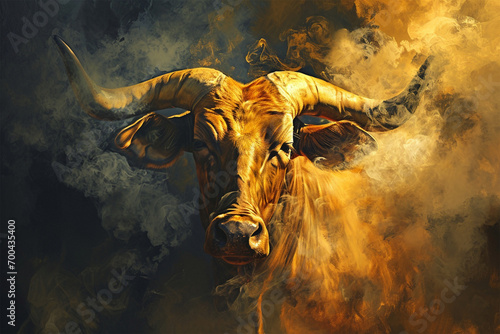 illustration of a painting like a bull in smoke style