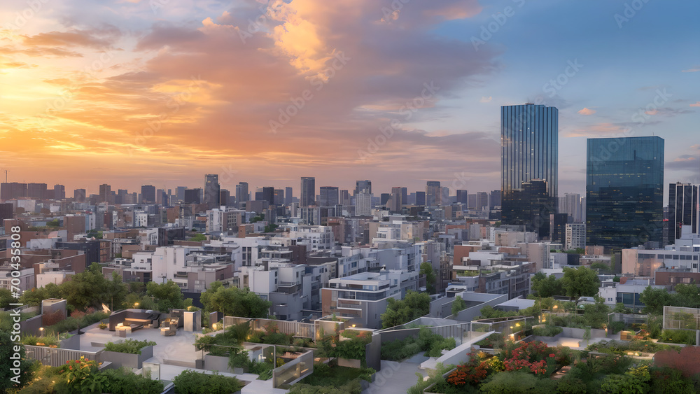 Fototapeta premium Modern metropolis, city skyline, urban architecture