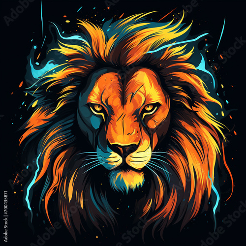 lion shooting lightning from its eyes  simple vector style  bright color  high resolution  Generation AI
