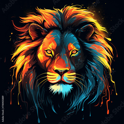 lion shooting lightning from its eyes  simple vector style  bright color  high resolution  Generation AI