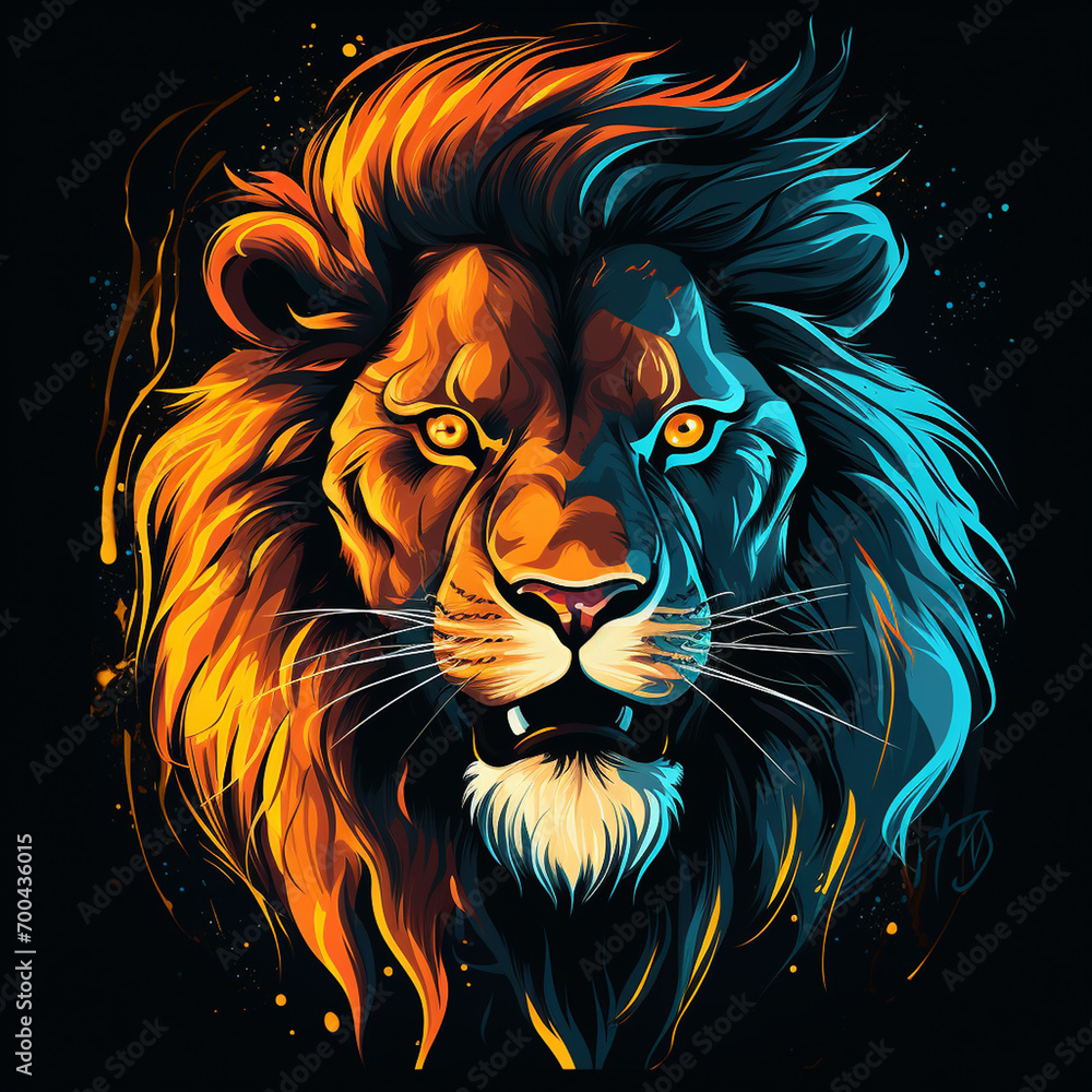lion shooting lightning from its eyes, simple vector style, bright color, high resolution, Generation AI lion shooting lightning from its eyes, simple vector style, bright color, high resolution, Generation AI
