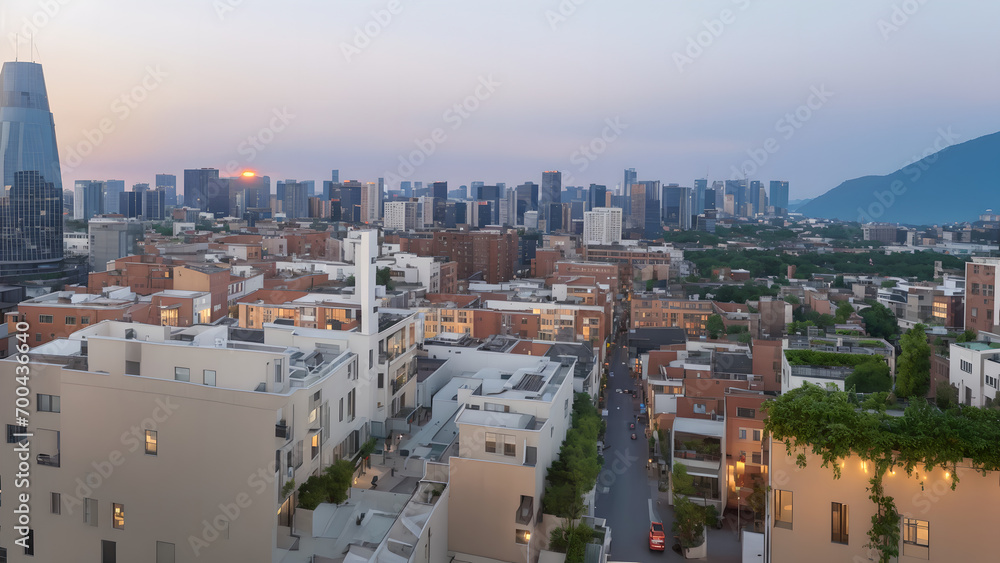 Modern metropolis, city skyline, urban architecture