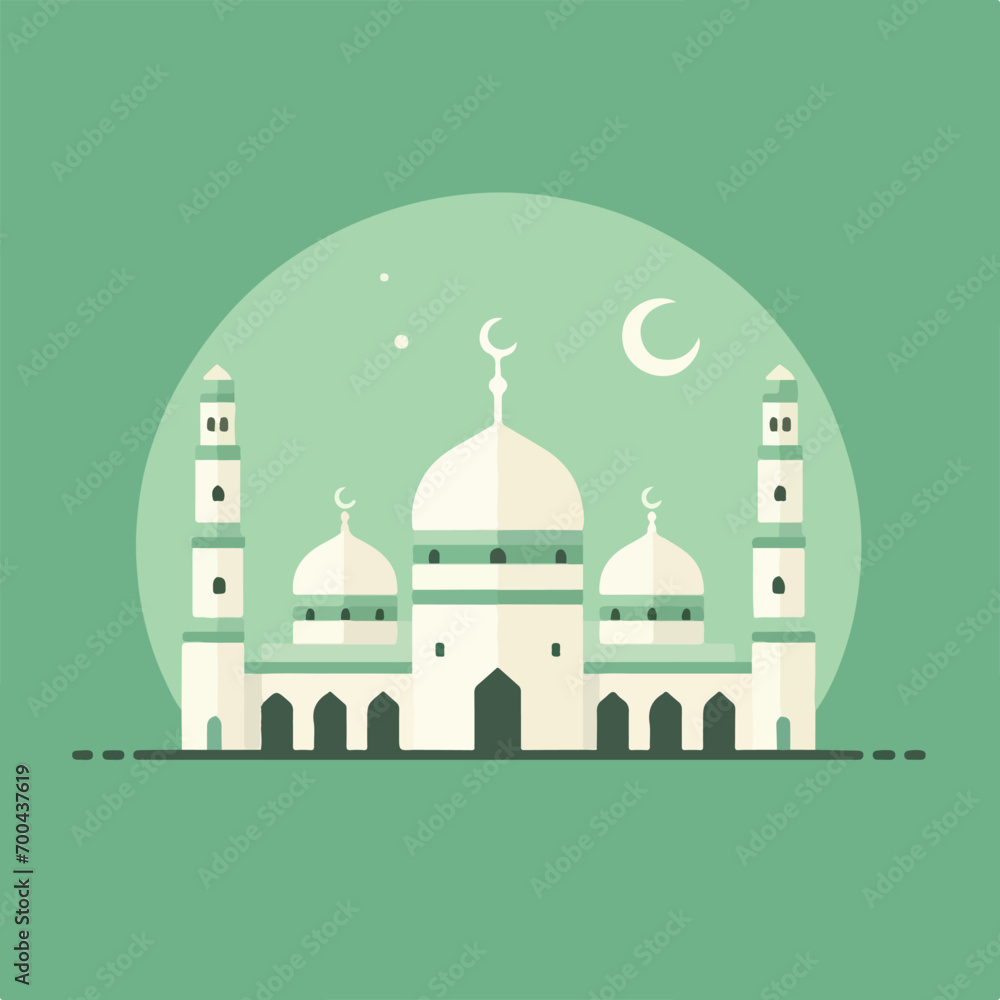 mosque illustration. flat and minimalist design. suitable for graphic designs with religious themes