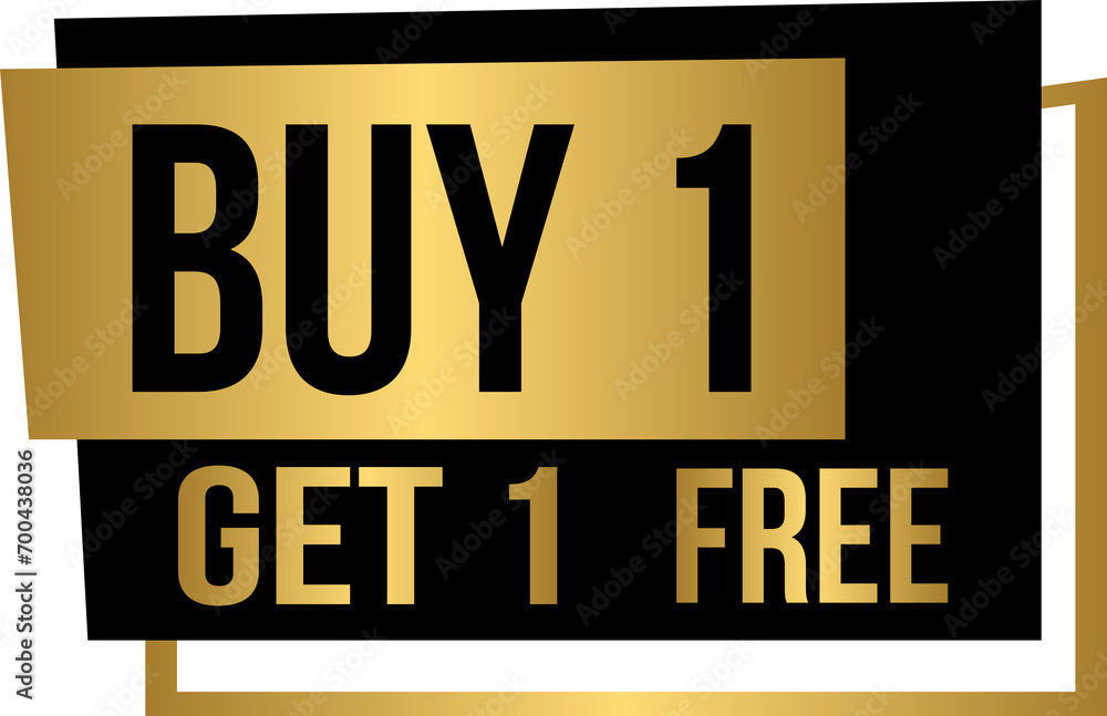 Fototapeta premium Golden buy one get one free tag label, gold buy 1 get 1 free banner